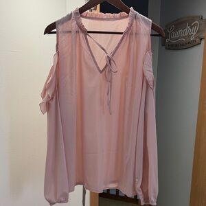 Elegant Pink Women's Cold Shoulder Top